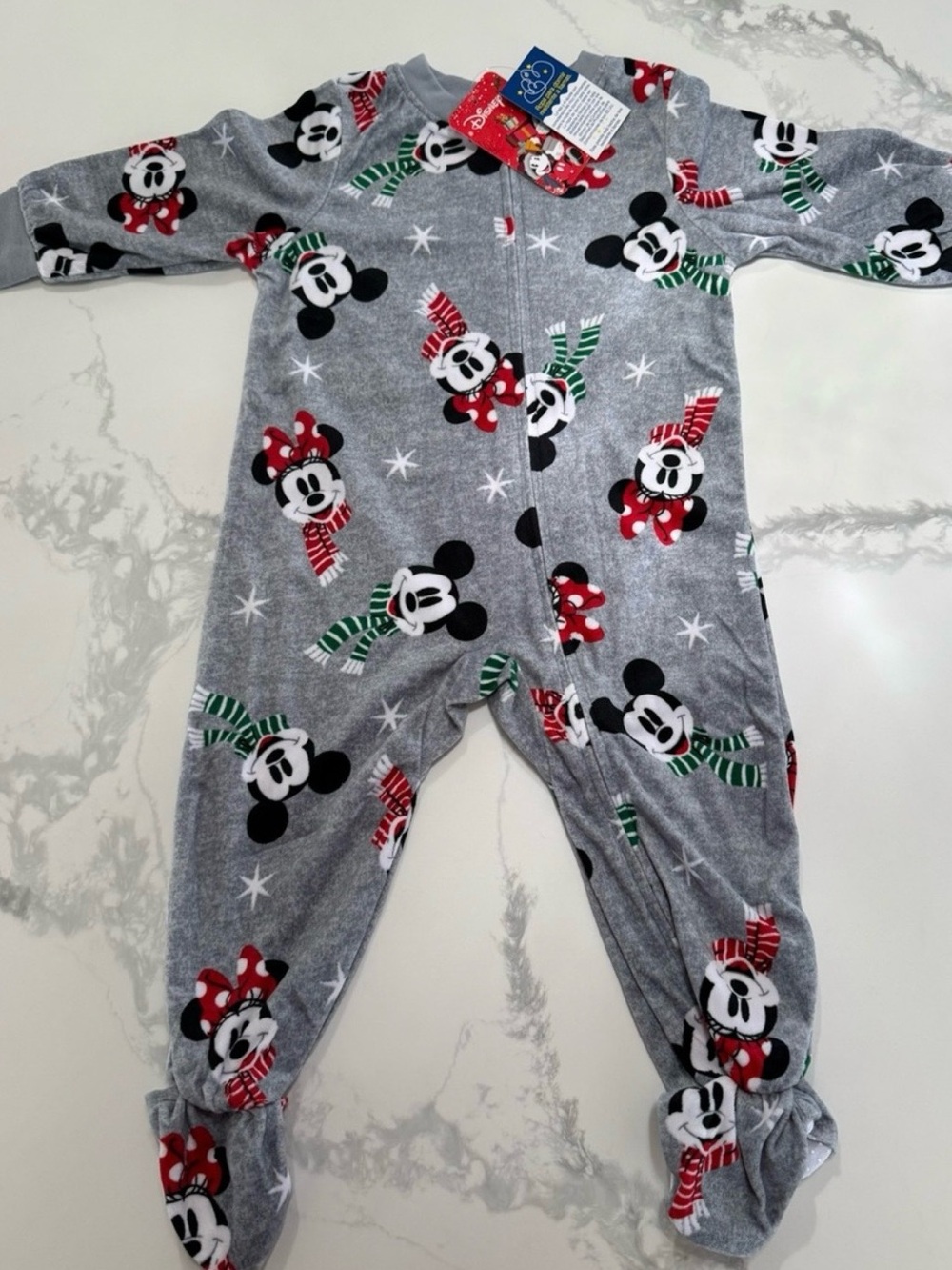 Disney Baby Mickey Mouse and Minnie Winter or Holiday Pajamas NEW Size 18M